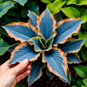 Хоста Океан Вью купить по цене от 960р. в интернет-магазине «Посадика» с доставкой почтой в в Закаменске и по всей России – [изображение №1].